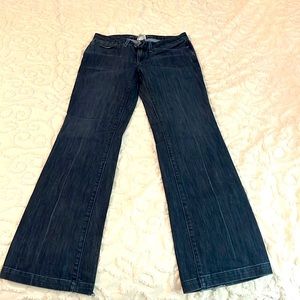 Wide leg, dark wash jeans, size 8